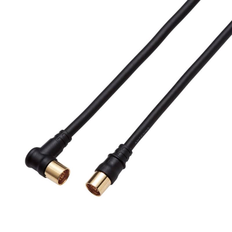 オーム電機 4JW2SLSB(B) 14-0361 DXアンテナ TV接続ケーブル 2K4K8K対応 2m 黒(ご注文単位1袋)【直送品】