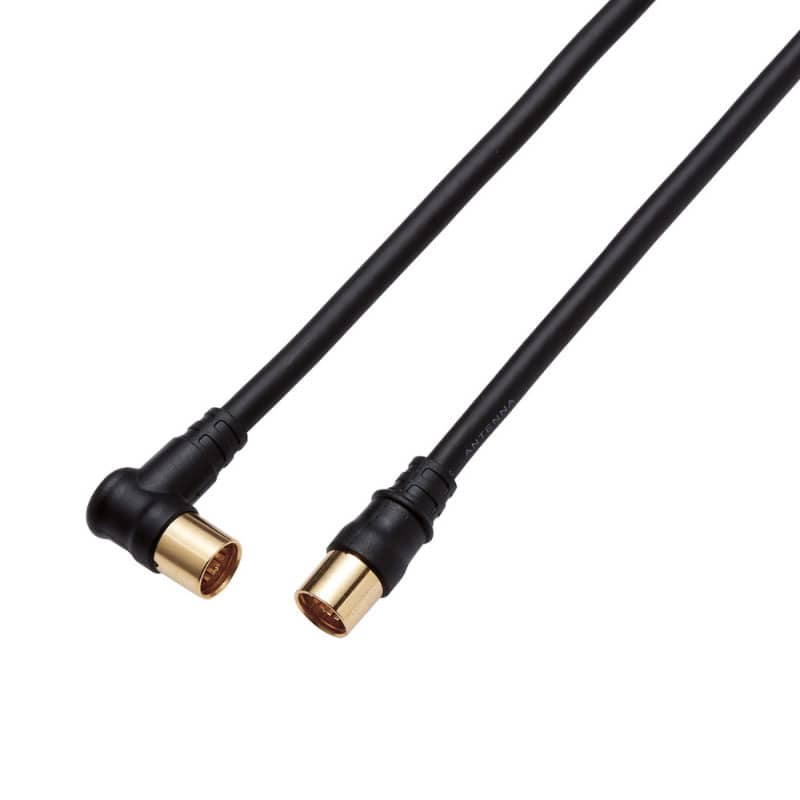 オーム電機 4JW5SLSB(B) 14-0369 DXアンテナ TV接続ケーブル 2K4K8K対応 5m 黒(ご注文単位1袋)【直送品】