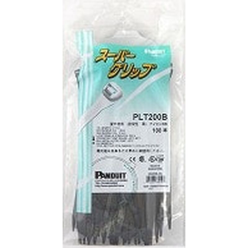 オーム電機 PLT200B 14-2059 パンドウイット 結束バンド ロックタイ スーパーグリップ 耐候 ブラック 200mm 100本(ご注文単位1袋)【直送品】