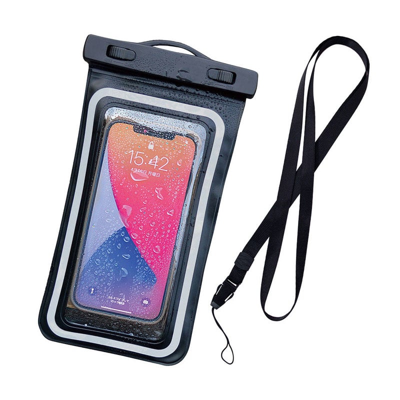 オーム電機 RFRWPL04BK 15-8758 ラスタバナナ スマホ特大防水ケース 反射板付き(ご注文単位1袋)【直送品】