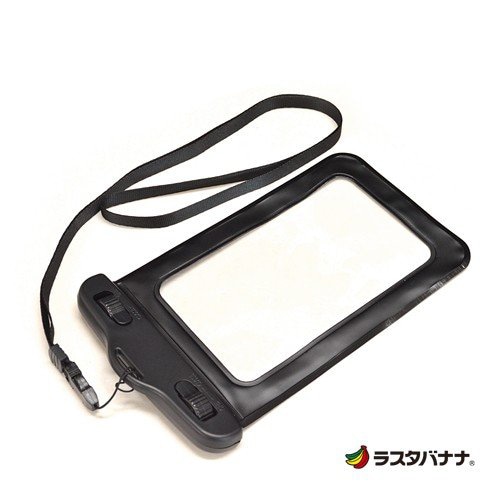 オーム電機 RBOT204 15-9035 ラスタバナナ スマホ防水ケース Lサイズ 5.5インチ対応 ブラック(ご注文単位1袋)【直送品】