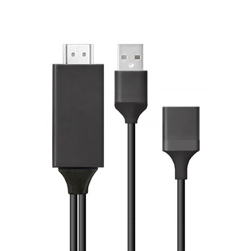 オーム電機 AHD-P2MBK 15-9672 エアージェイ 映像出力HDMIケーブル iPhone・iPadの画面をTVで楽しむHDMIケーブル 2m(ご注文単位1袋)【直送品】