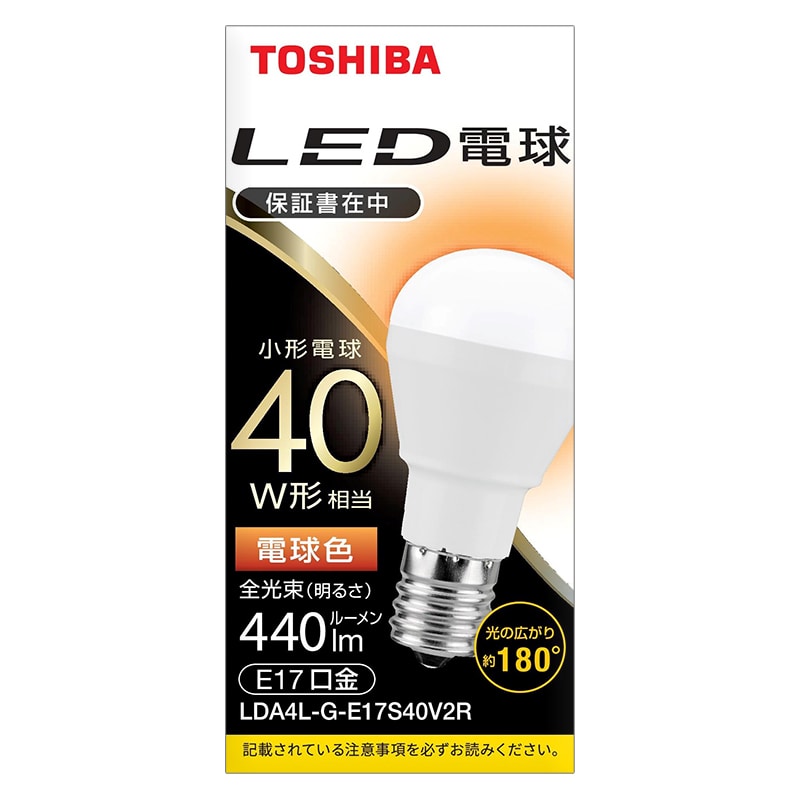 オーム電機 4580625138624 16-0670 東芝 LED電球 ミニクリプトン形 E17 40W形 電球色 LDA4L-G-E17S40V2R(ご注文単位1袋)【直送品】