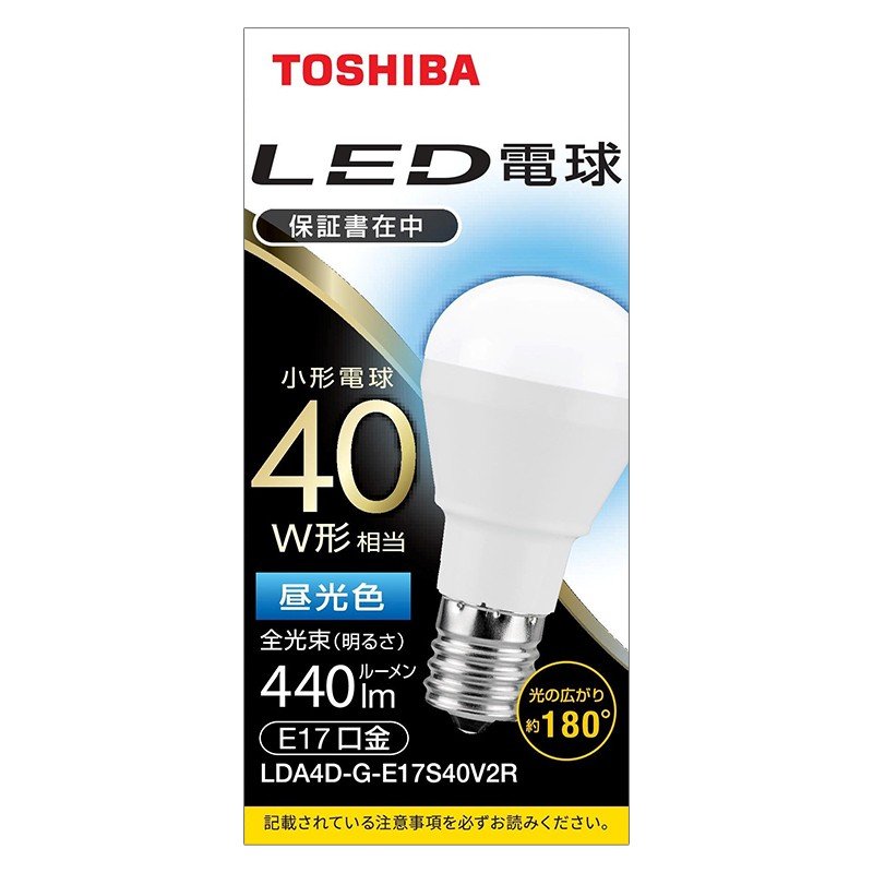 オーム電機 4580625138662 16-0671 東芝 LED電球 ミニクリプトン形 E17 40W形 昼光色 LDA4D-G-E17S40V2R(ご注文単位1袋)【直送品】