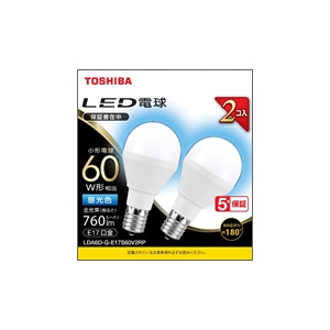 オーム電機 4580625138730 16-0677 東芝 LED電球 ミニクリプトン形 E17 60W形 昼光色 LDA6D-G-E17S60V2RP 2個入(ご注文単位1袋)【直送品】