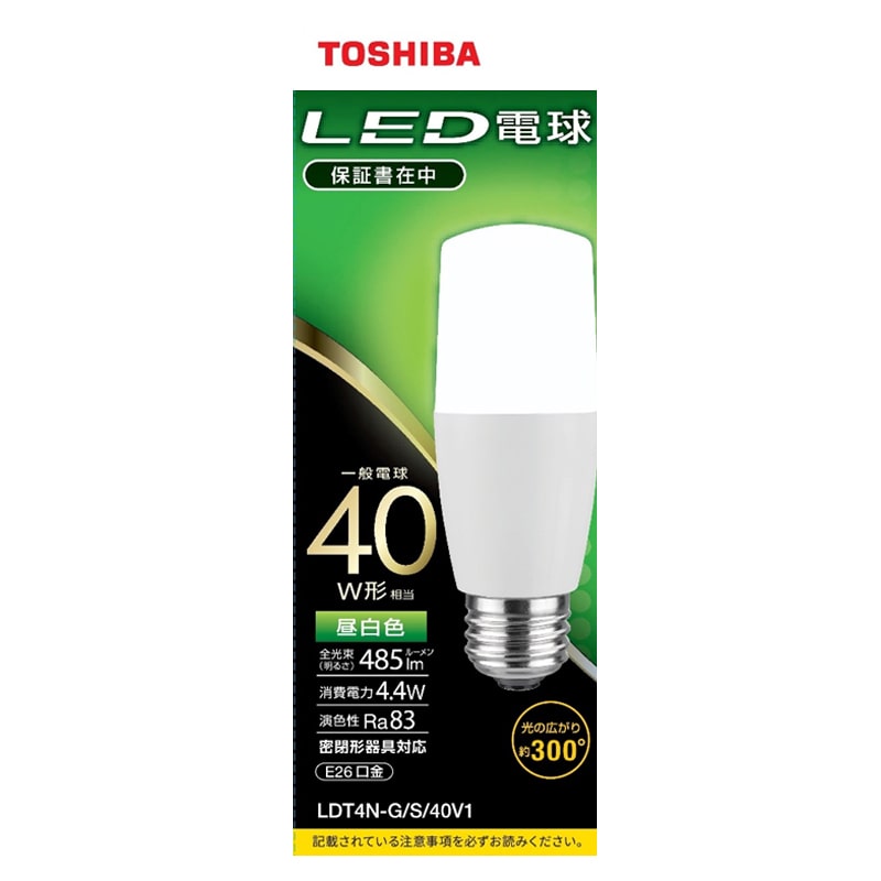 オーム電機 4580625138846 16-0688 東芝 LED電球 T形 E26 40W形相当 昼白色 LDT4N-G/S/40V1（ご注文単位1袋）【直送品】