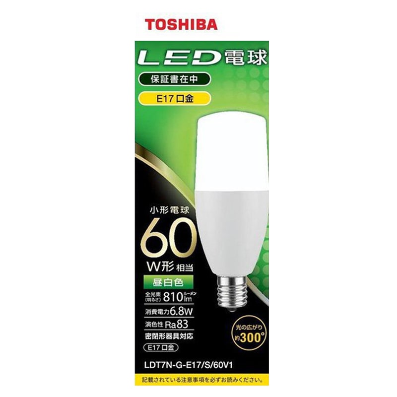 オーム電機 4580625138938 16-0697 東芝 LED電球 T形 E17 60W形相当 昼白色 LDT7N-G-E17/S/60V1（ご注文単位1袋）【直送品】