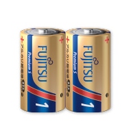 オーム電機 27176 17-0198 富士通 アルカリ乾電池 単1形 1.5V LR20 Premium S/2個パック（ご注文単位5袋）【直送品】