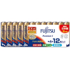 オーム電機 27356 17-0211 富士通 アルカリ乾電池 単4形 1.5V LR03 PremiumS/12個パック(ご注文単位5袋)【直送品】