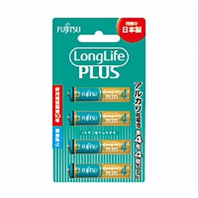 オーム電機 27805 17-0230 富士通アルカリ乾電池 ロングライフプラス(単4形×4本パック)(ご注文単位5袋)【直送品】