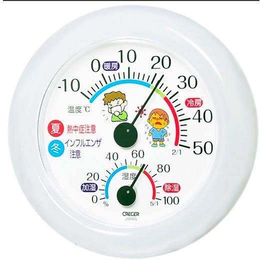 オーム電機 TR-103W 17-8901 クレセル 温湿度計 壁掛け・卓上両用 スタンド付き ホワイト（ご注文単位1袋）【直送品】