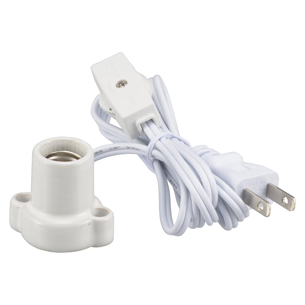 オーム電機 磁器レセップ E17 1.5mコード スイッチ付 ホワイト 1個(ご注文単位1個)【直送品】