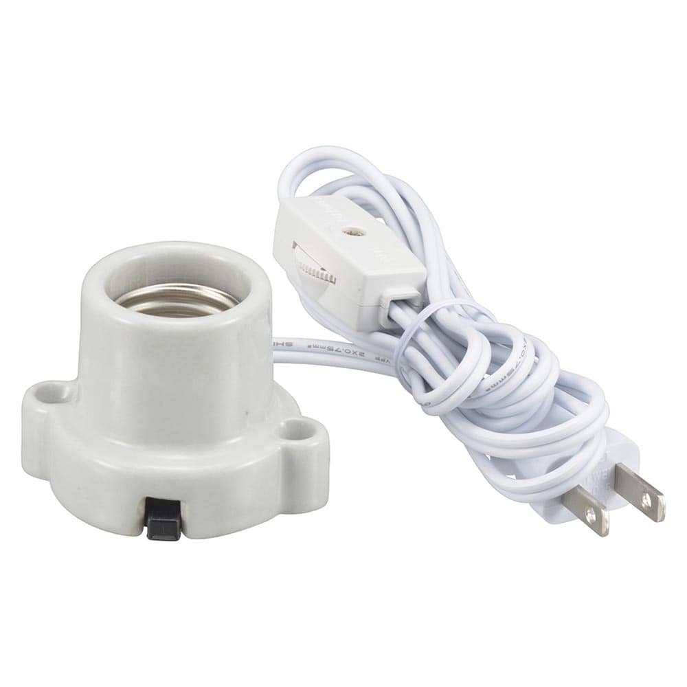 オーム電機 磁器レセップ E26 1.5mコード スイッチ付 ホワイト 1個(ご注文単位1個)【直送品】