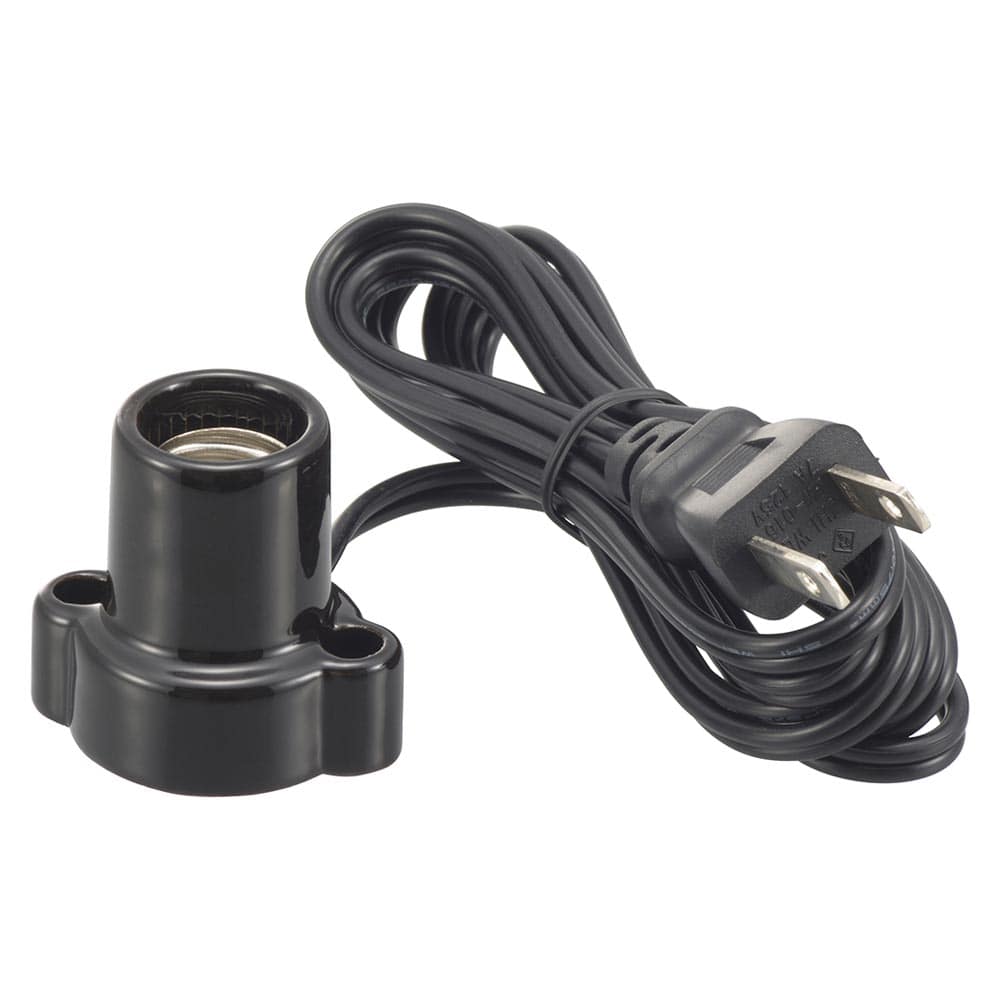 オーム電機 磁器レセップ E17 1.5mコード ブラック 1個(ご注文単位1個)【直送品】