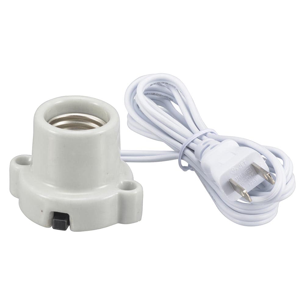 オーム電機 磁器レセップ E26 1.5mコード ホワイト 1個(ご注文単位1個)【直送品】