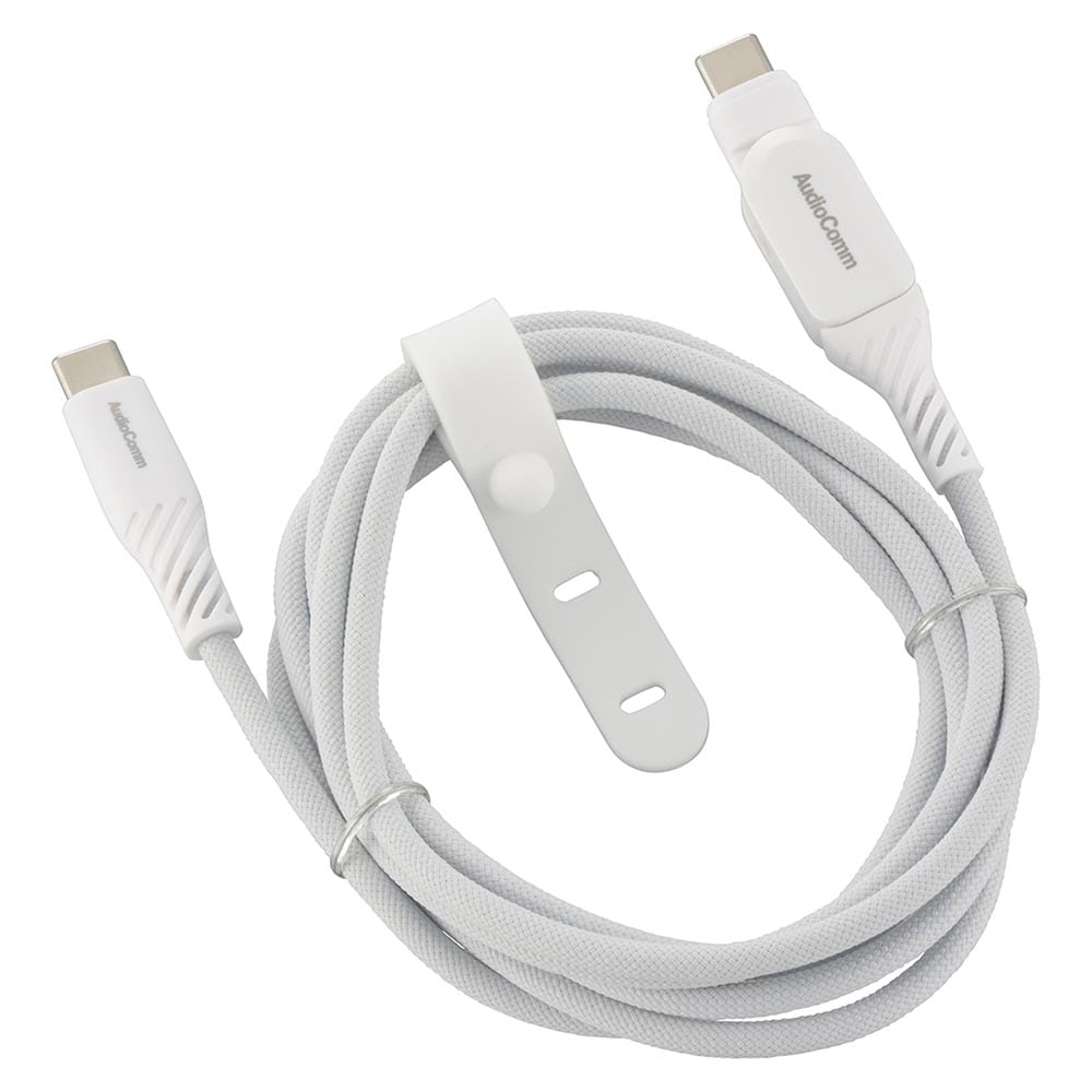 オーム電機 AudioComm さらさらUSBケーブル PD対応 Type-CtoC 片側スイング式 1.5ｍ 1個（ご注文単位1個）【直送品】