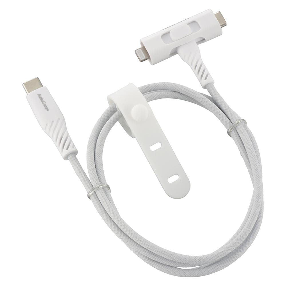 オーム電機 AudioComm さらさらUSBケーブル Lightning or Type-CtoC 片側切り換え式 1ｍ 1個（ご注文単位1個）【直送品】