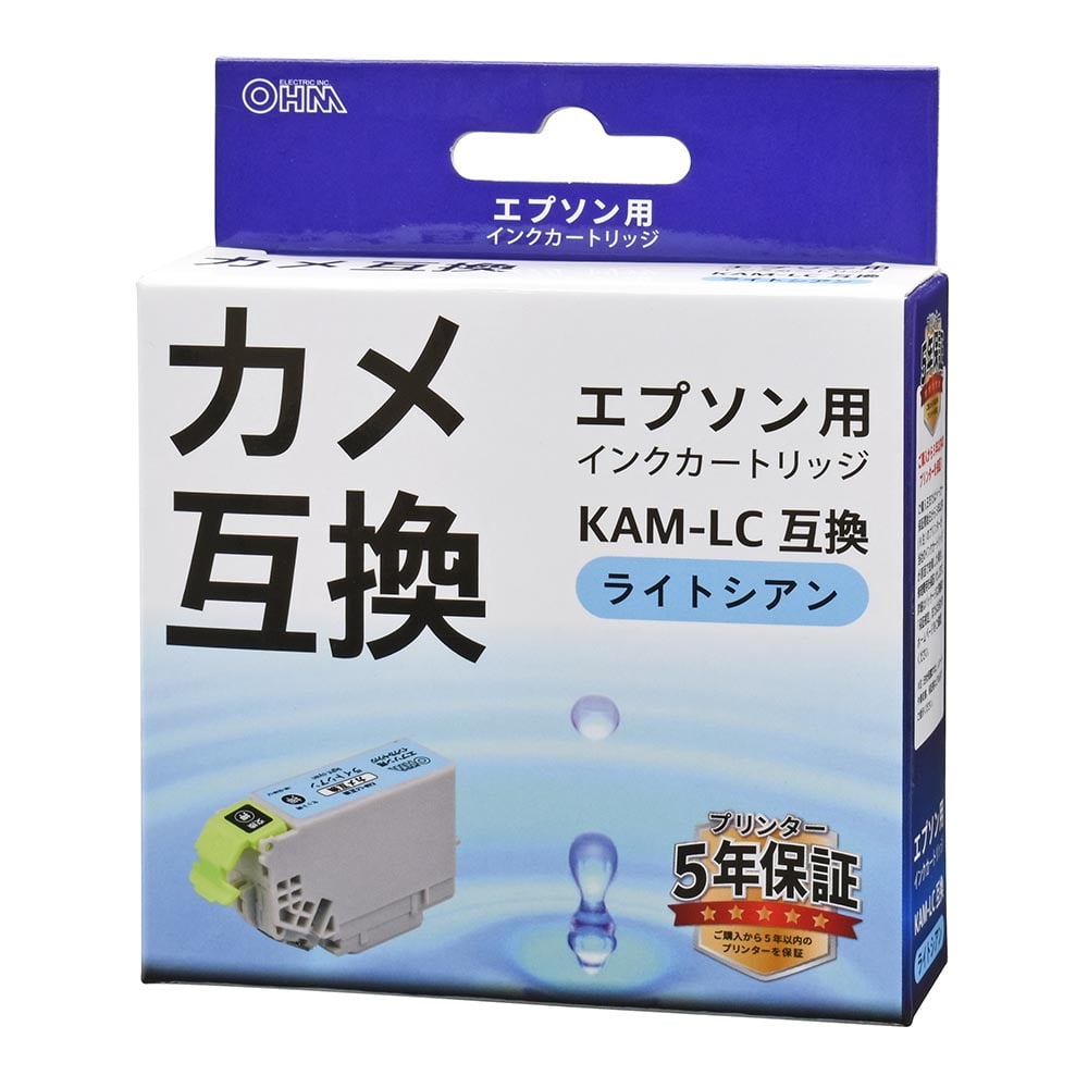 オーム電機 エプソン互換インク カメ ライトシアン 1個（ご注文単位1個）【直送品】