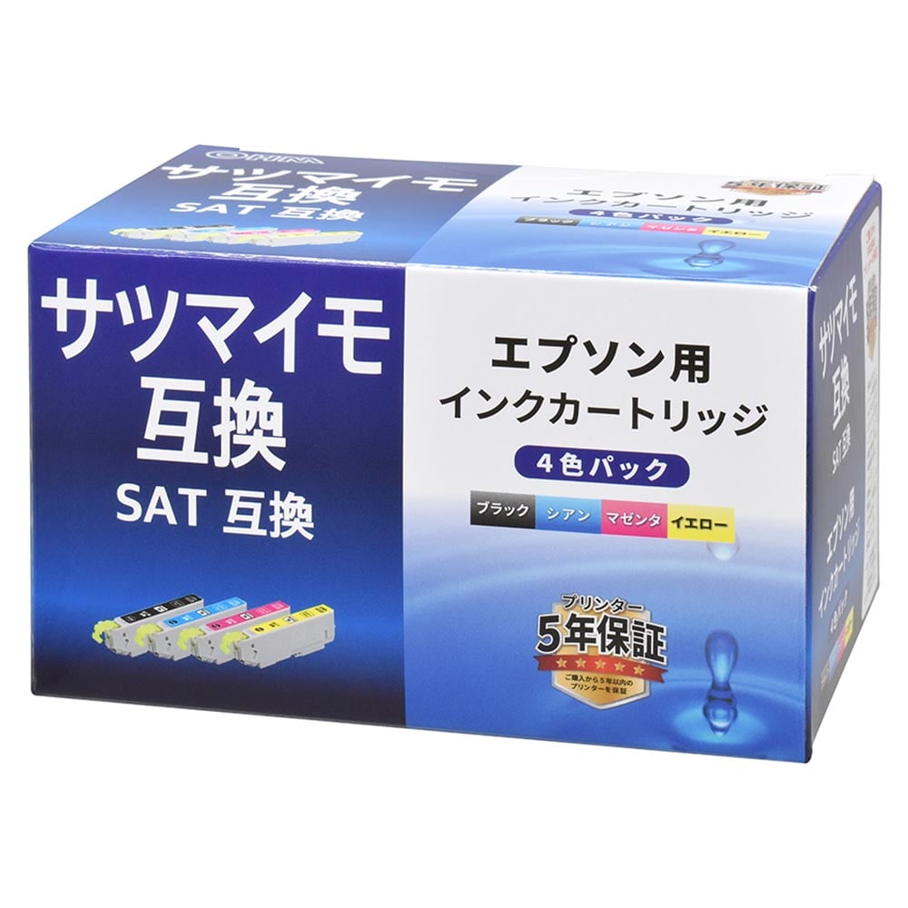 オーム電機 エプソン互換インク サツマイモ SAT 4色パック 1個（ご注文単位1個）【直送品】