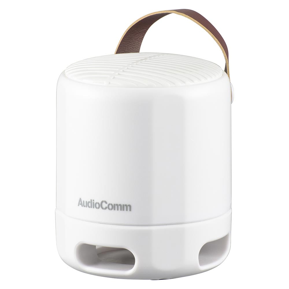 オーム電機 AudioComm ワイヤレスラウンドスピーカー ホワイト 1個（ご注文単位1個）【直送品】