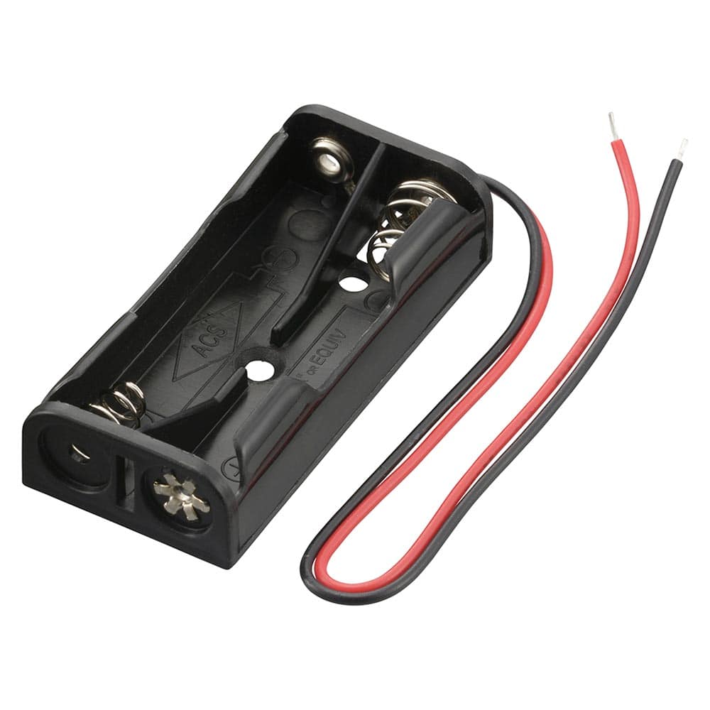 オーム電機 電池ケース 単4×2コ用 リード線付き 1個(ご注文単位1個)【直送品】