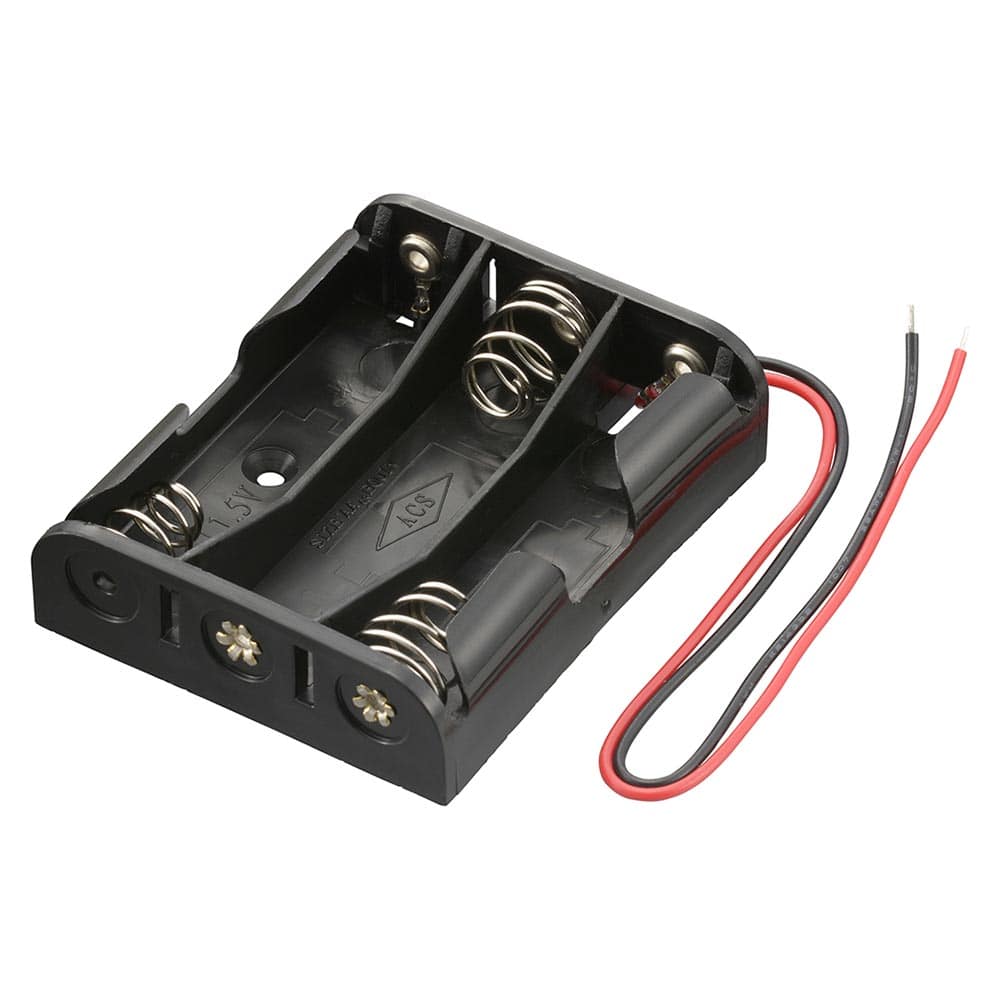 オーム電機 電池ケース 単3×3コ用 リード線付き 1個（ご注文単位1個）【直送品】