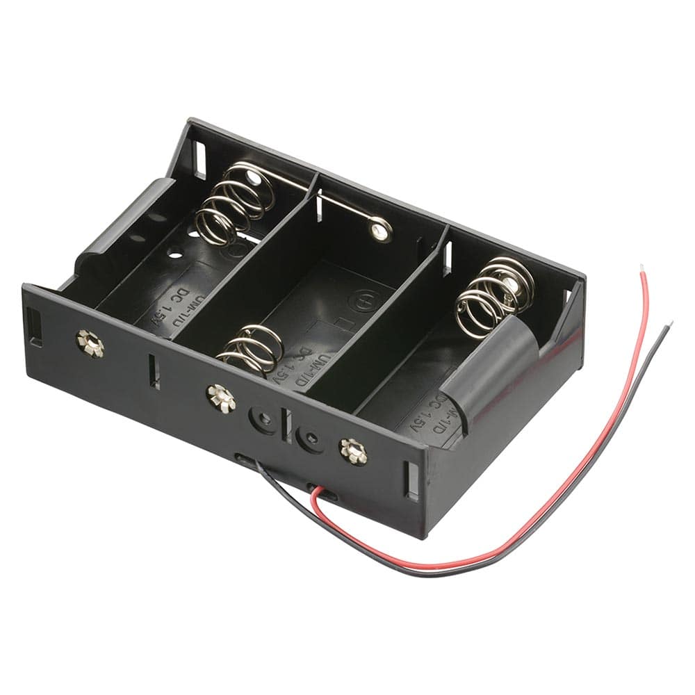 オーム電機 電池ケース 単1×3コ用 リード線付き 1個（ご注文単位1個）【直送品】