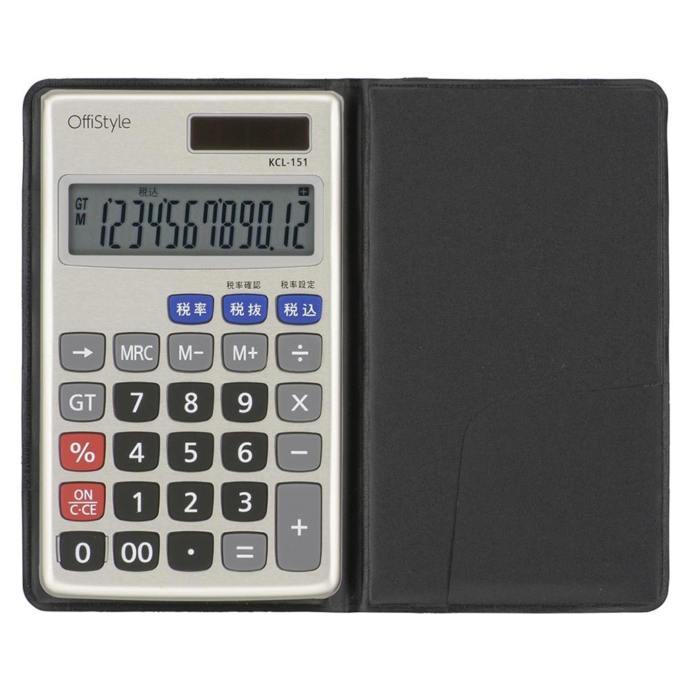 オーム電機 OffiStyle 税率電卓 手帳サイズ 12桁 1個（ご注文単位1個）【直送品】