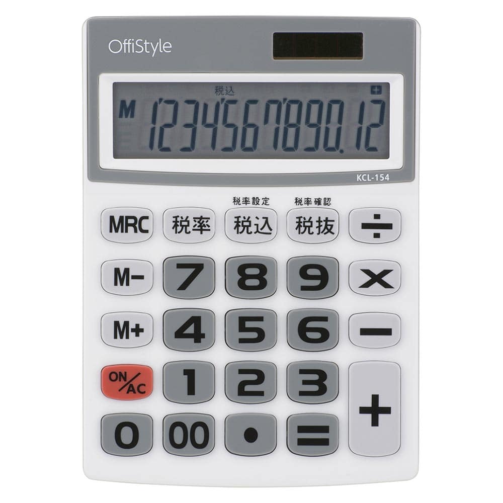 オーム電機 OffiStyle 税率電卓 大画面 12桁 1個（ご注文単位1個）【直送品】