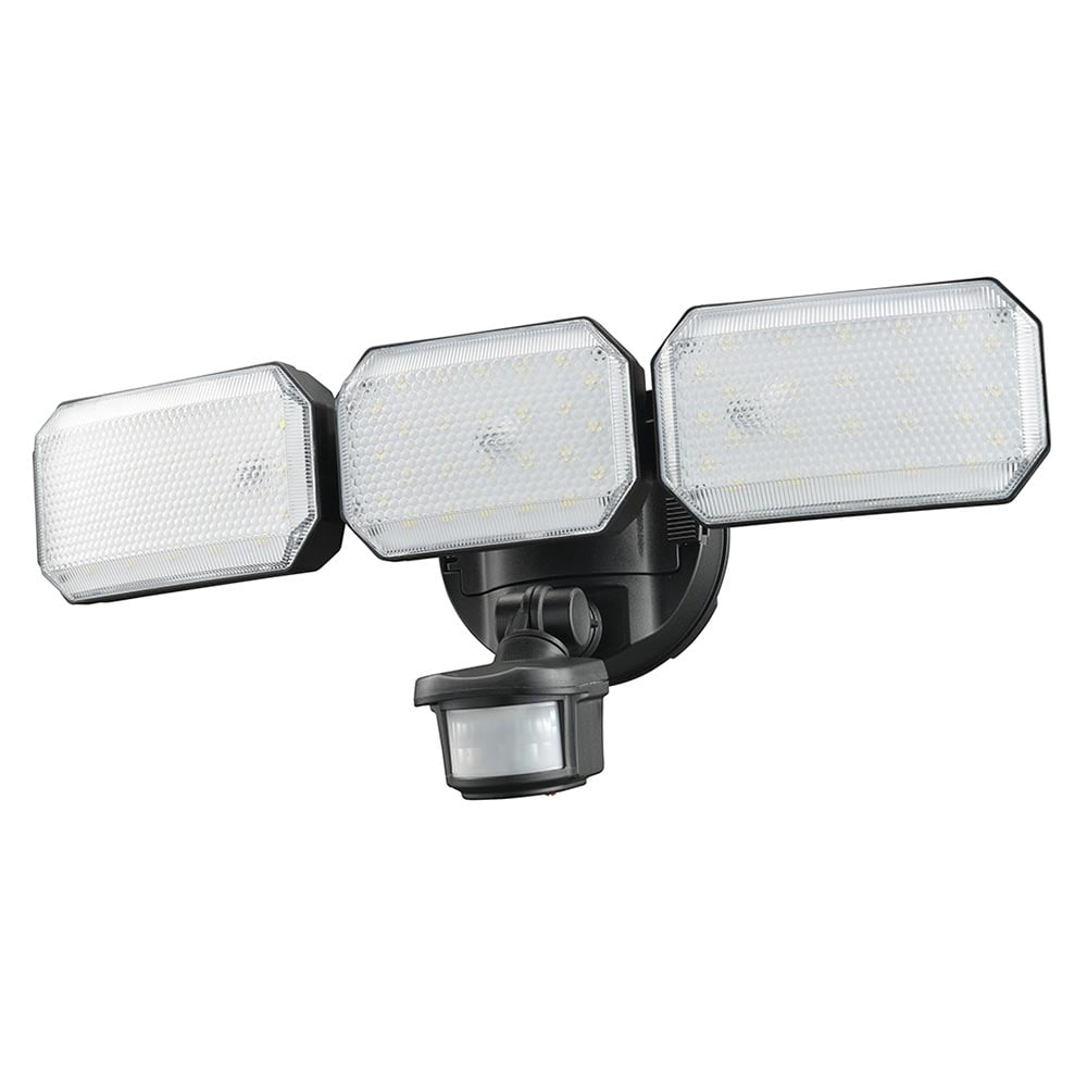 オーム電機 monban 防犯センサーライト 3灯 リチウム充電池式 2500ルーメン 1個（ご注文単位1個）【直送品】