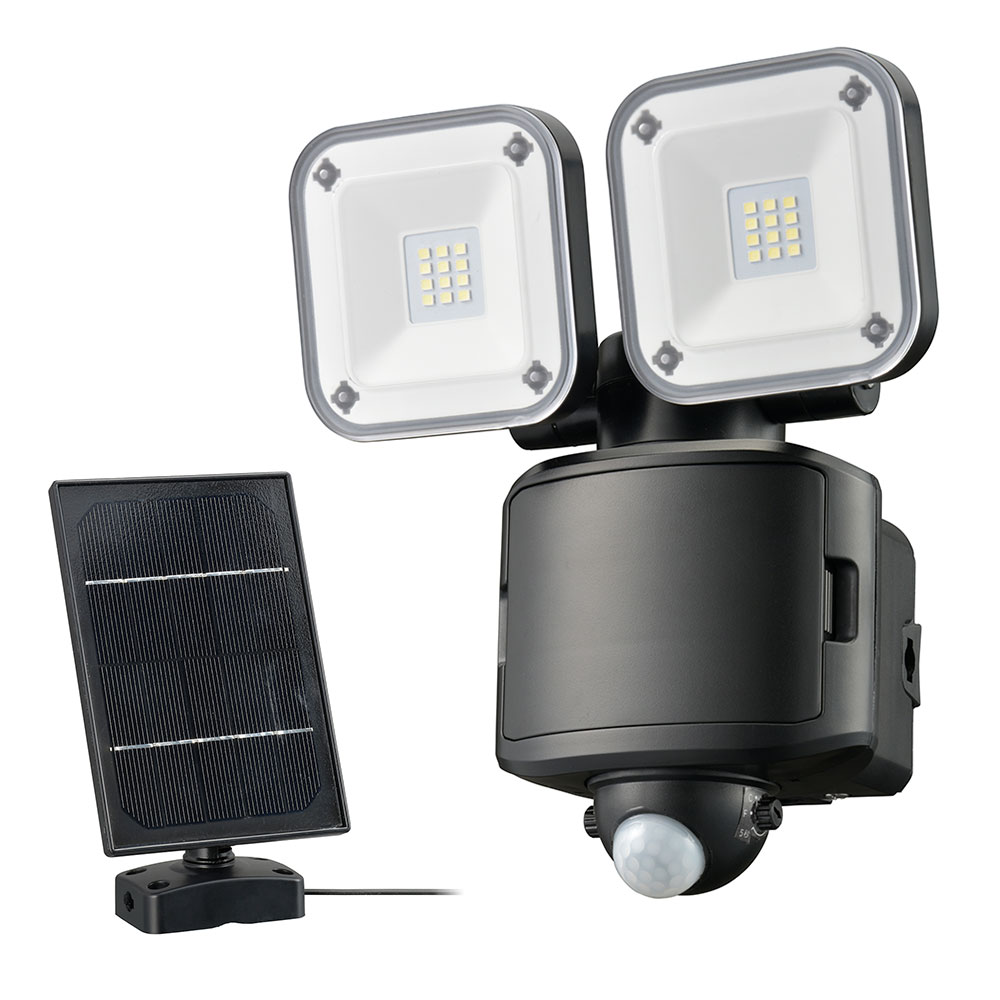 オーム電機 monban 防犯センサーライト 2灯ハイブリッド式 1200ルーメン 1個(ご注文単位1個)【直送品】