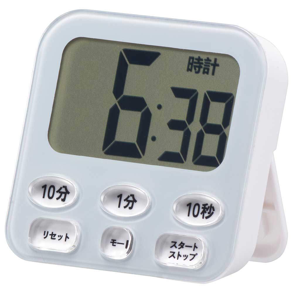 オーム電機 時計付き大画面デジタルタイマー ブルー 1個（ご注文単位1個）【直送品】