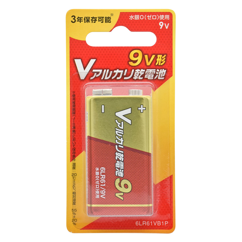 オーム電機 Vアルカリ乾電池 9V形 1本（ご注文単位1本）【直送品】