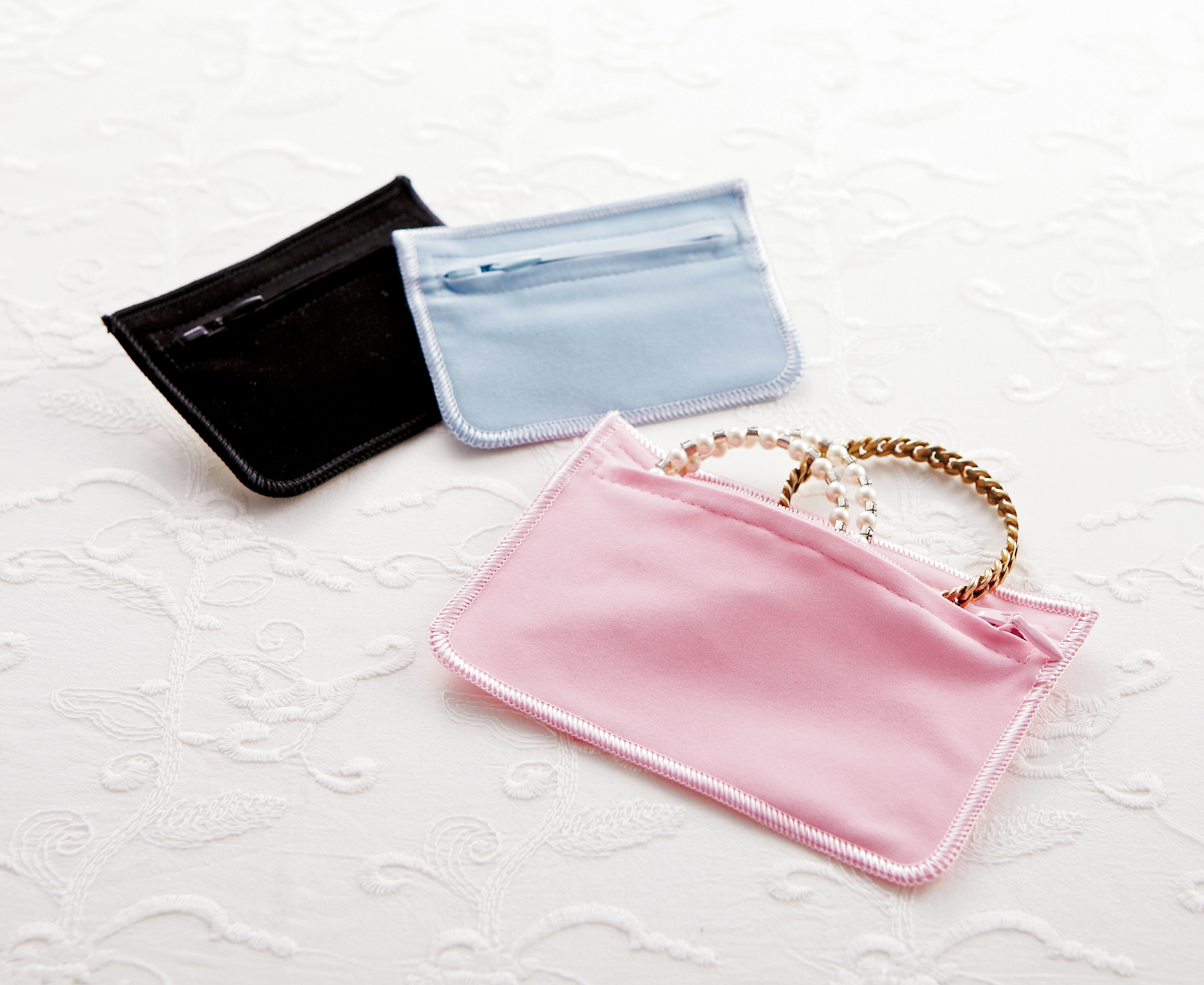 PO-031-S-PINK ファスナー付ポーチS スェード調生地 ピンク 50枚/束 (ご注文単位1束)【直送品】