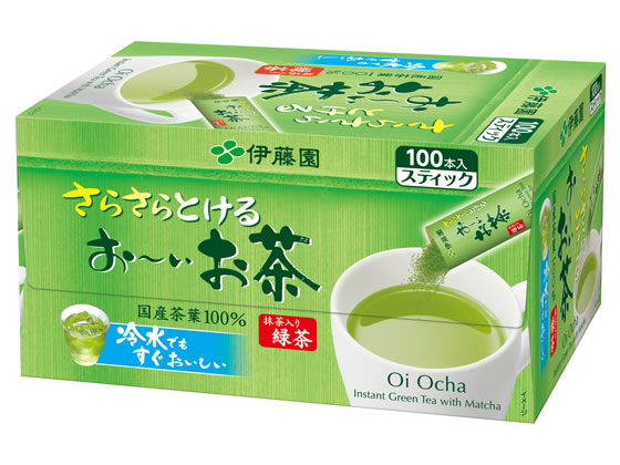 伊藤園 お～いお茶 さらさら抹茶入り緑茶 スティック 100本 1箱※軽（ご注文単位1箱)【直送品】