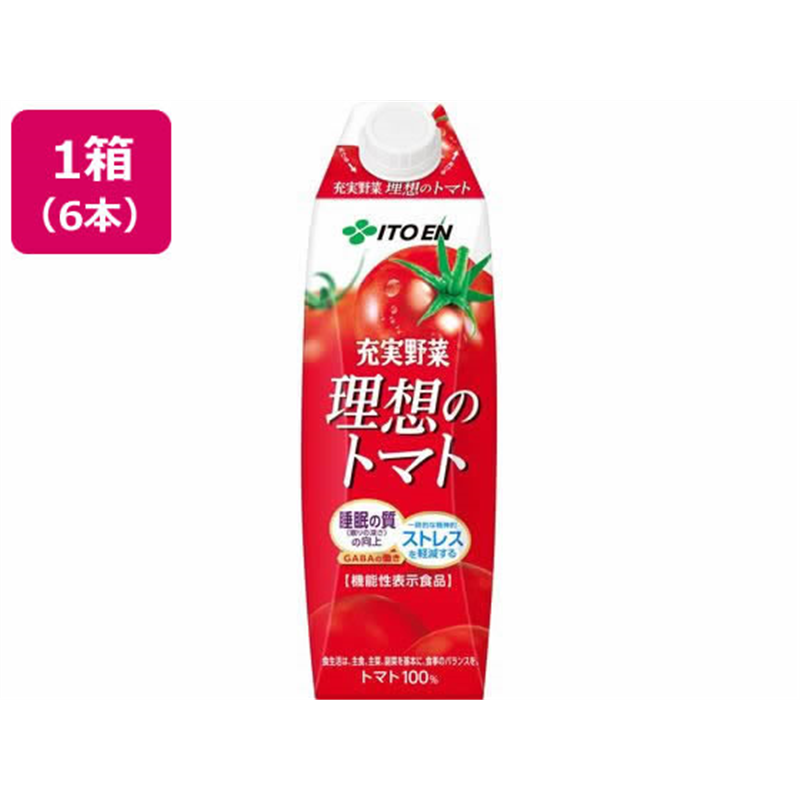 伊藤園 充実野菜理想のトマトキャップ付き 1L×6本 1箱※軽（ご注文単位1箱)【直送品】