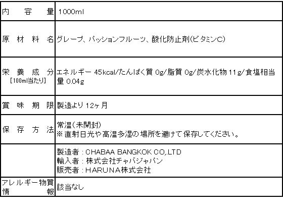 ハルナプロデュース CHABAA パッションフルーツ 1L CB-P 1本※軽（ご注文単位1本)【直送品】