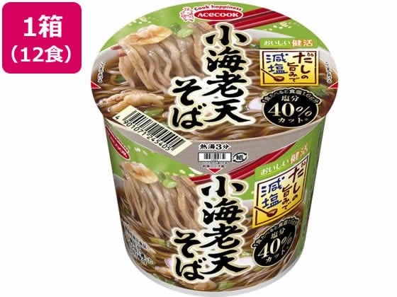 エースコック だしの旨みで減塩 小海老天そば×12食 1箱※軽（ご注文単位1箱)【直送品】