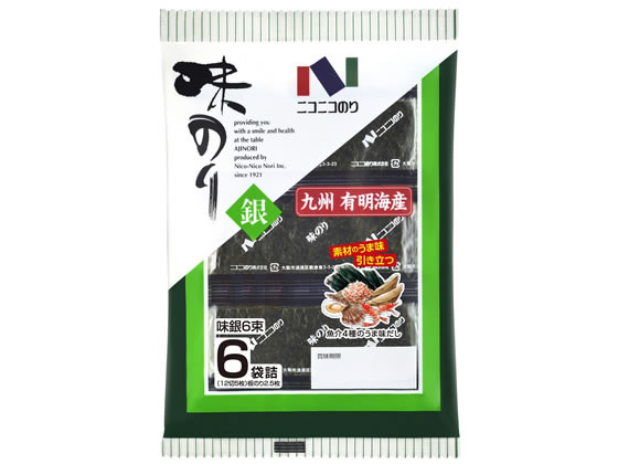 ニコニコのり 味のり銀 6束 1袋※軽（ご注文単位1袋）【直送品】