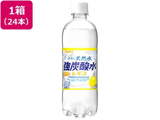 日本サンガリア 伊賀の天然水 強炭酸水 レモン 500ml×24本 1箱※軽（ご注文単位1箱）【直送品】