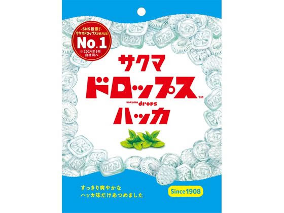 サクマ製菓 袋入りドロップス ハッカ 105g ※軽（ご注文単位）【直送品】