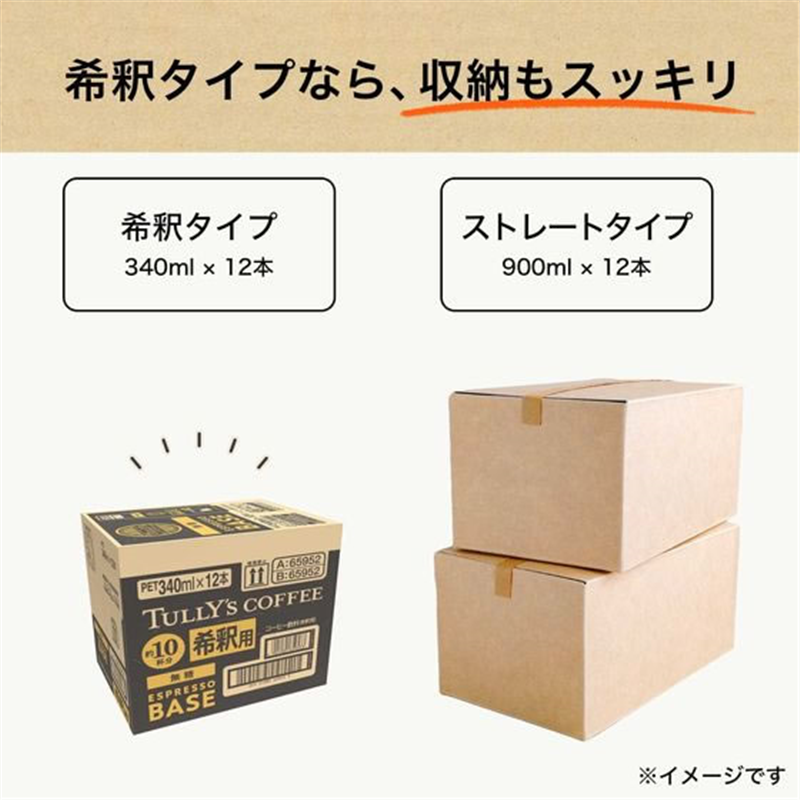 伊藤園 TULLY’S COFFEE ESPRESSO BASE 無糖 340mL*12 1箱※軽（ご注文単位1箱）【直送品】