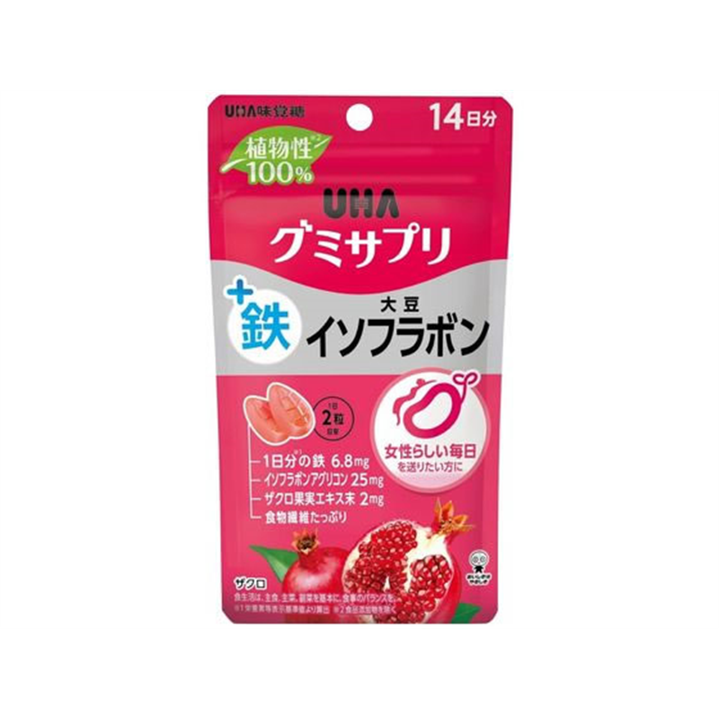 UHA味覚糖 UHAグミサプリ 鉄+大豆イソフラボン 14日分 1個※軽（ご注文単位1個）【直送品】