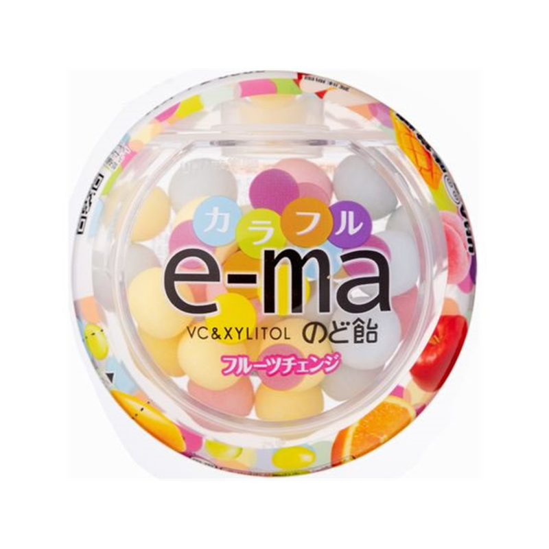 UHA味覚糖 e-ma のど飴 (容器タイプ) カラフル フルーツチェンジ 1個※軽（ご注文単位1個）【直送品】
