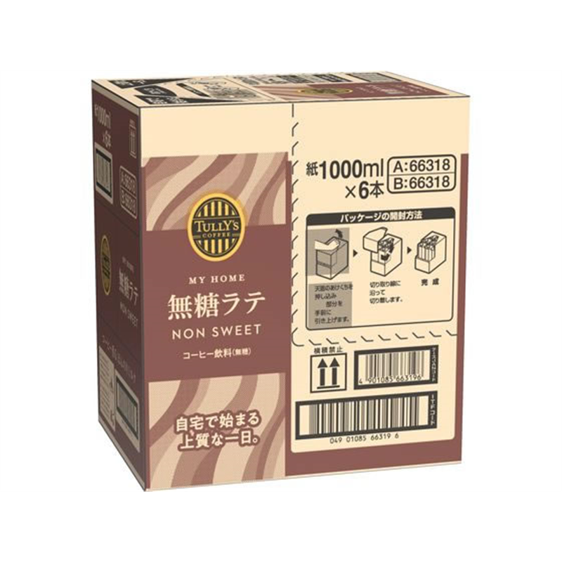 伊藤園 タリーズコーヒー TULLY’S COFFEE MY HOME 無糖ラテ 屋 1箱※軽(ご注文単位1箱)【直送品】
