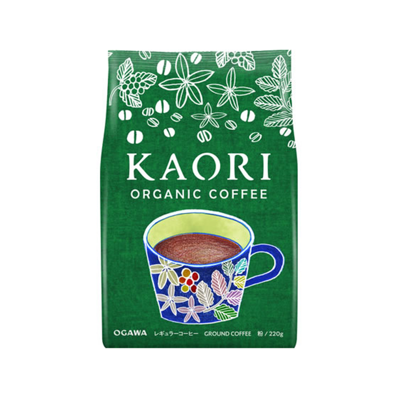 小川珈琲 カオリ オーガニックコーヒー 粉 220g 1袋※軽（ご注文単位1袋）【直送品】