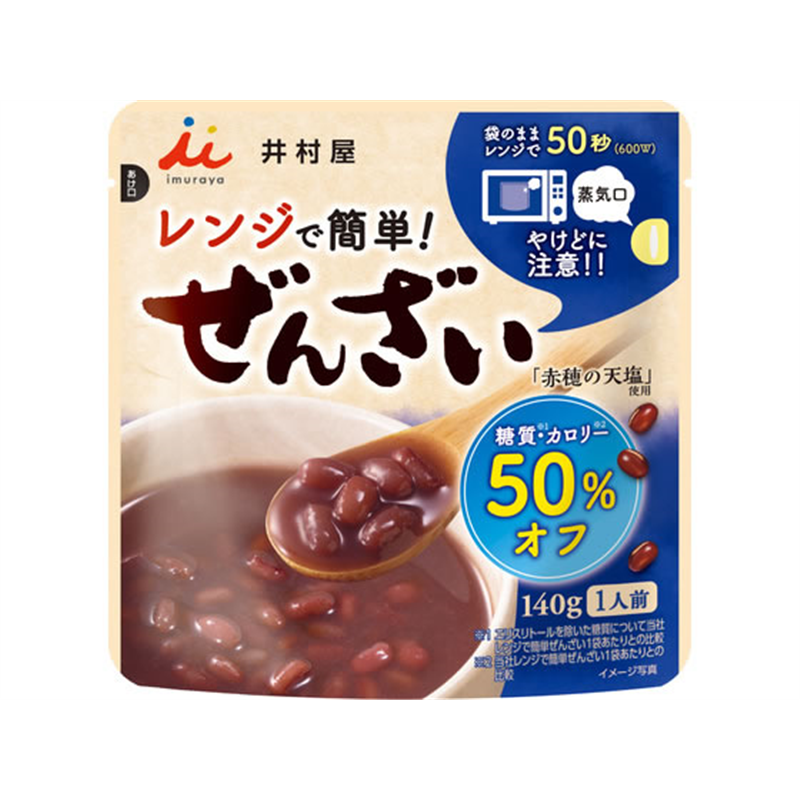 井村屋 レンジで簡単 糖質・カロリー50%オフぜんざい 140g 1袋※軽（ご注文単位1袋）【直送品】