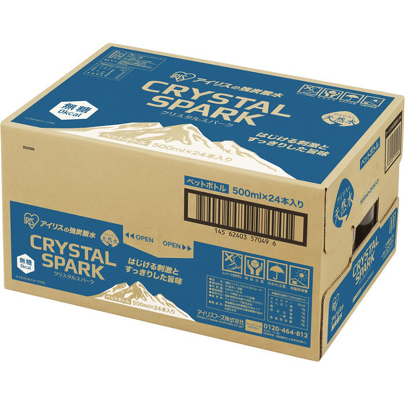 アイリスオーヤマ クリスタルスパーク アイリスの強炭酸水 500mL 24本 1箱※軽（ご注文単位1箱）【直送品】