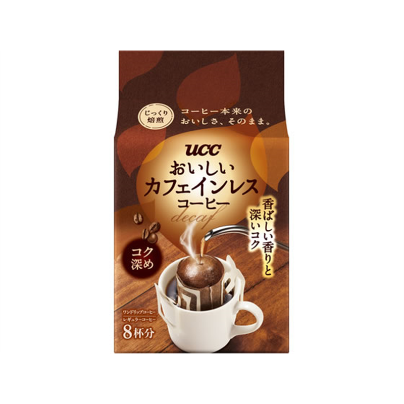UCC上島珈琲 おいしいカフェインレスコーヒー ワンドリップコーヒー コク深 1パック※軽（ご注文単位1パック）【直送品】