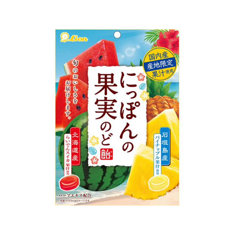 ライオン菓子 にっぽんの果実のど飴 パイナップルとらいでんスイ 1袋※軽(ご注文単位1袋)【直送品】
